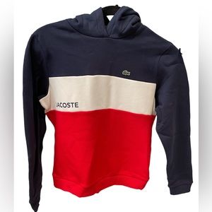 NWT Lacoste boys hoodie. Navy Blue, White and Red. Brand New. Never worn.